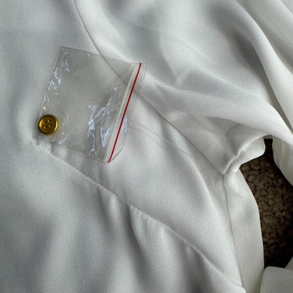 Anthony Richards Womens Keyhole Blouse Top Size 22W NEW Flowy Gold Button Vtg - Picture 4 of 6